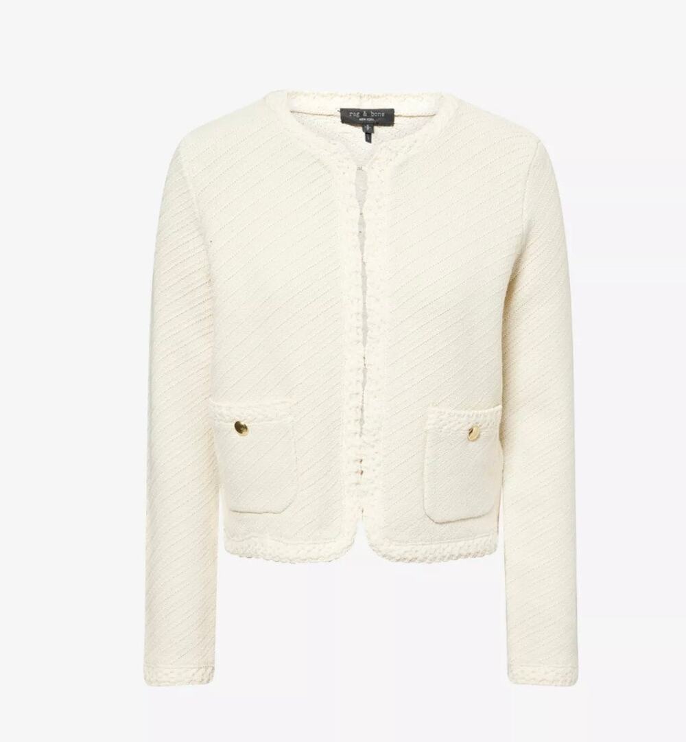 Rag & Bone Claire Textured Cardigan - Off White - Size Small